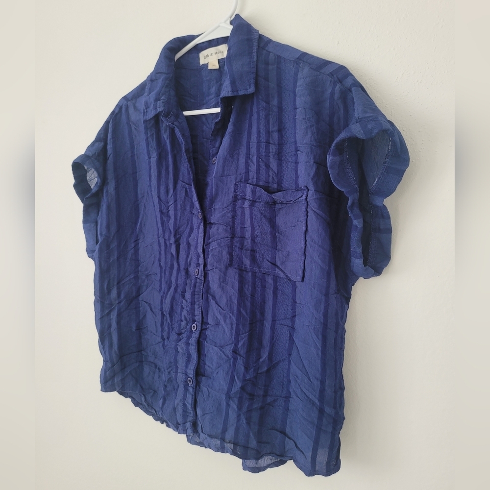 Cloth & Stone Anthopologie Navy Shirt Size M - Picture 2 of 7